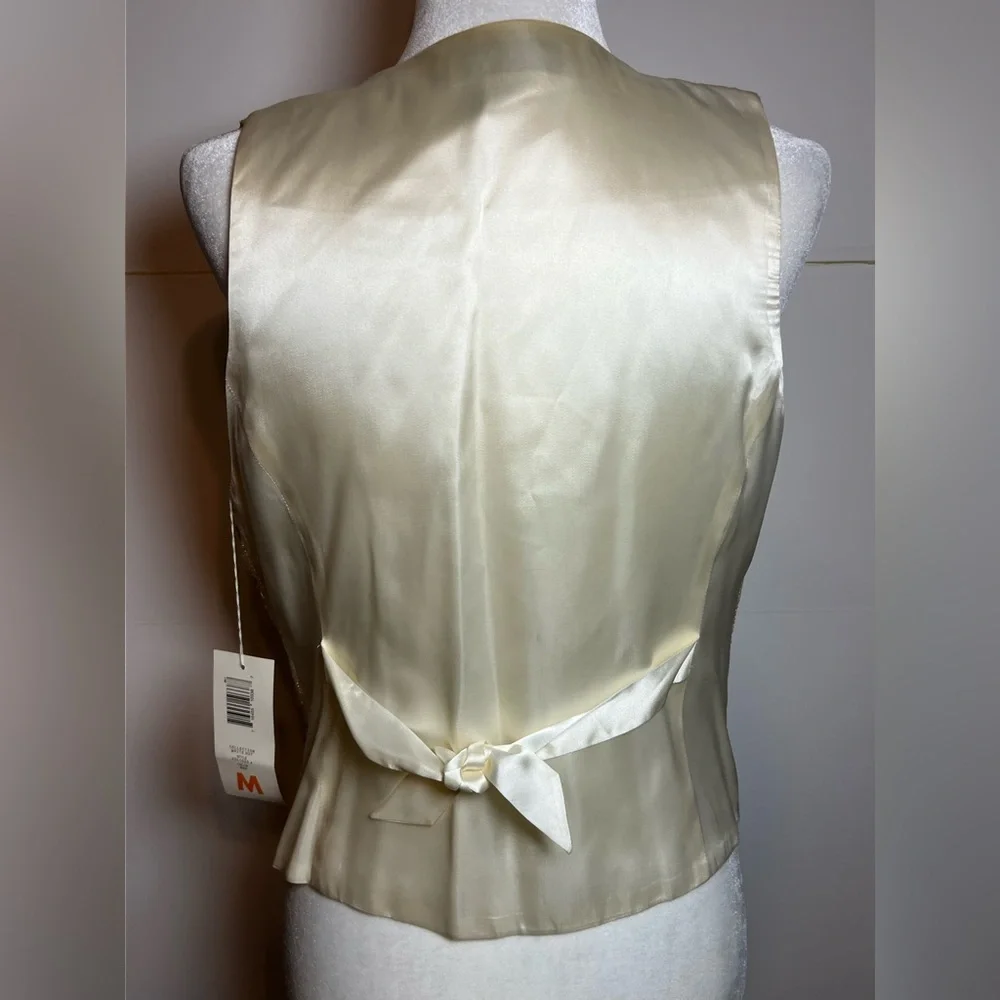NWT Vintage Liz Claiborne 100% Silk Beaded Vest Glam Formal M - Picture 9 of 13